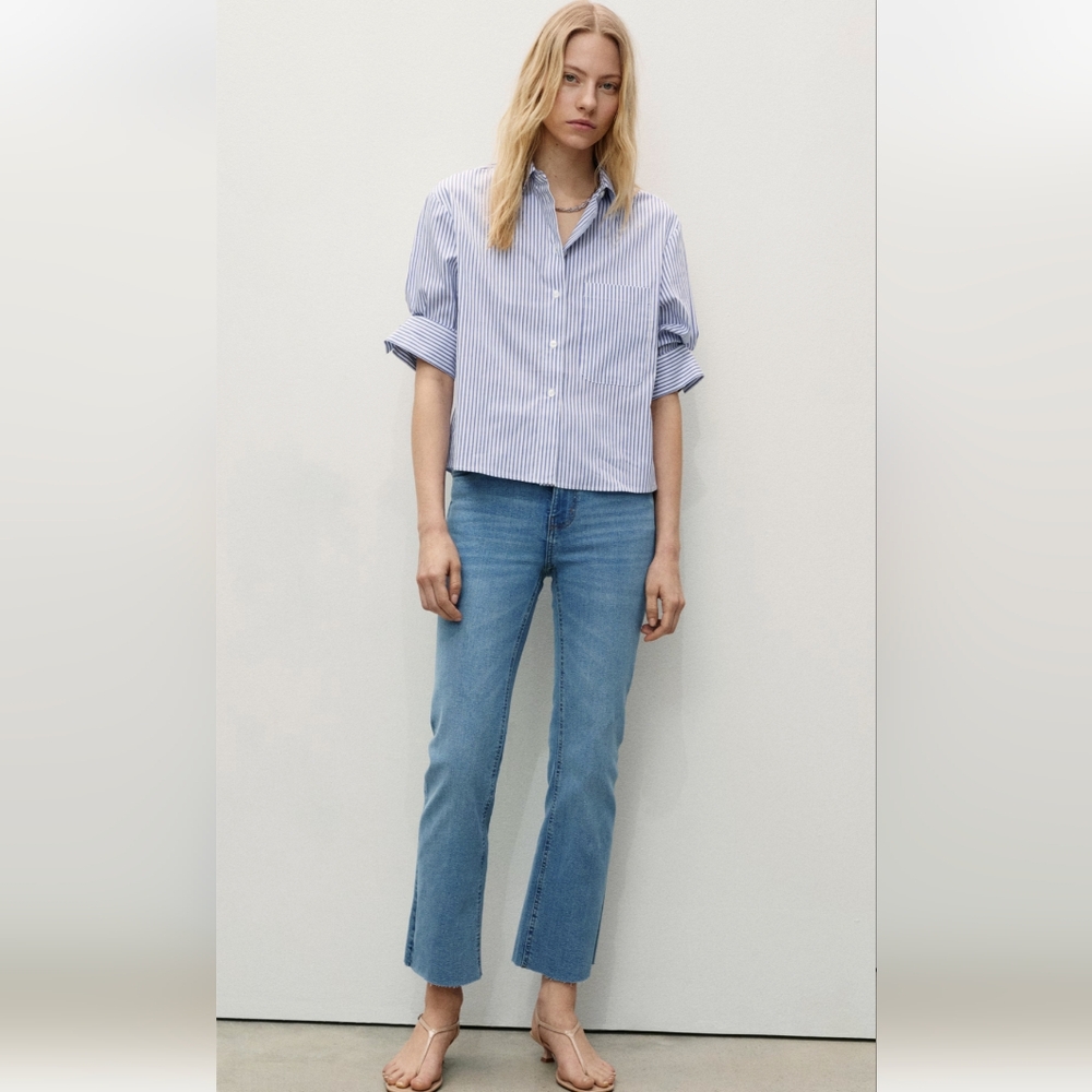 Mango Sienna Flared Crop Jeans 16